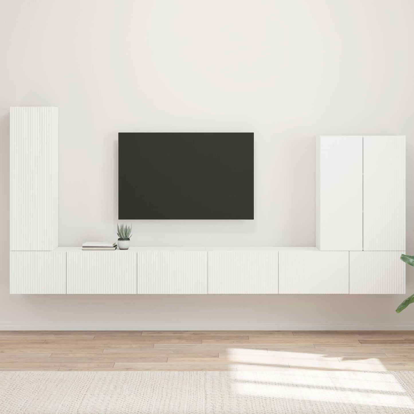 TV Wall Cabinet Set Wall-mounted 6 pcs White