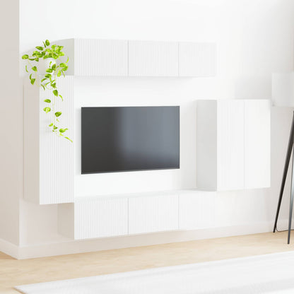 TV Wall Cabinet Set Wall-mounted 6 pcs White