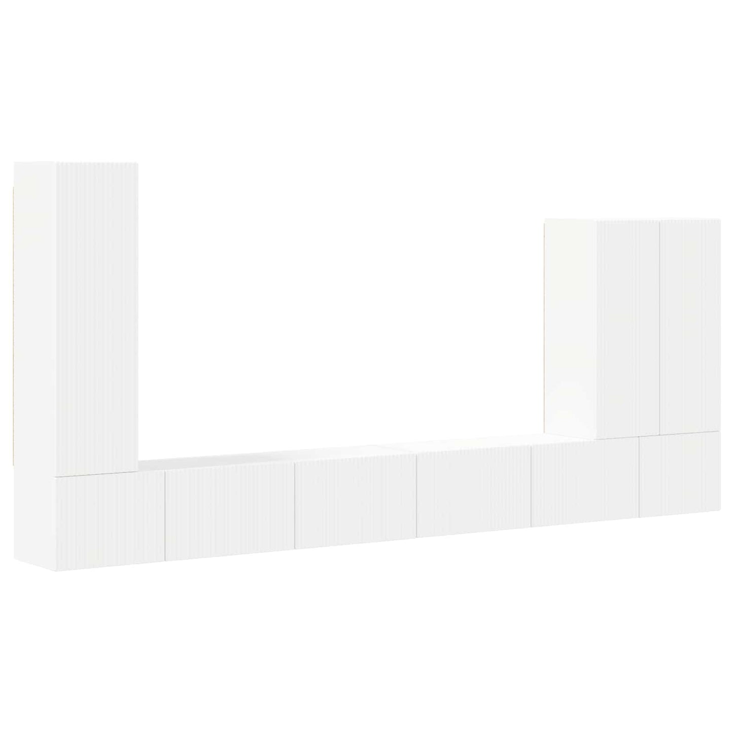 TV Wall Cabinet Set Wall-mounted 6 pcs White