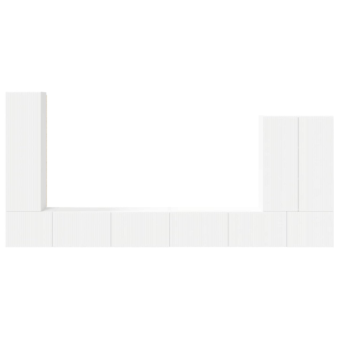 TV Wall Cabinet Set Wall-mounted 6 pcs White