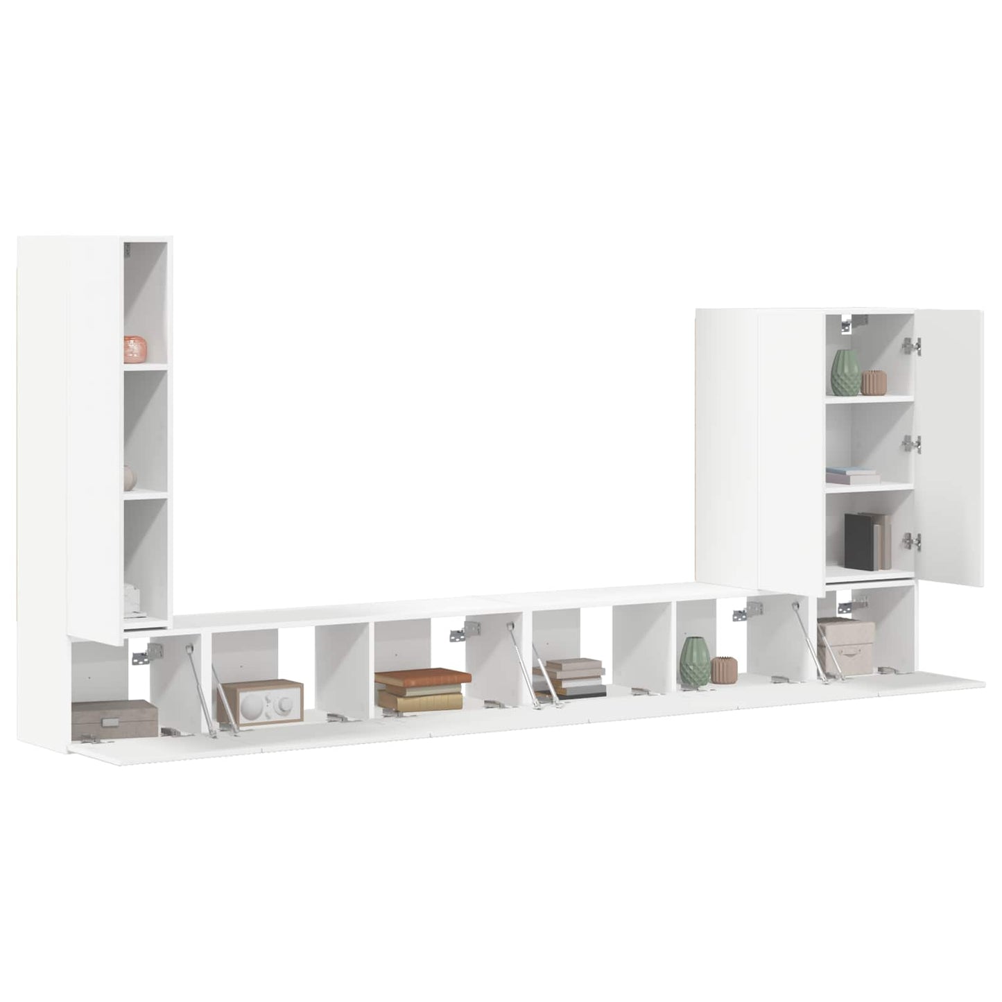 TV Wall Cabinet Set Wall-mounted 6 pcs White