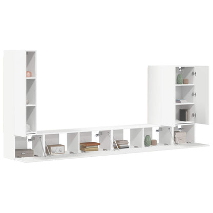 TV Wall Cabinet Set Wall-mounted 6 pcs White