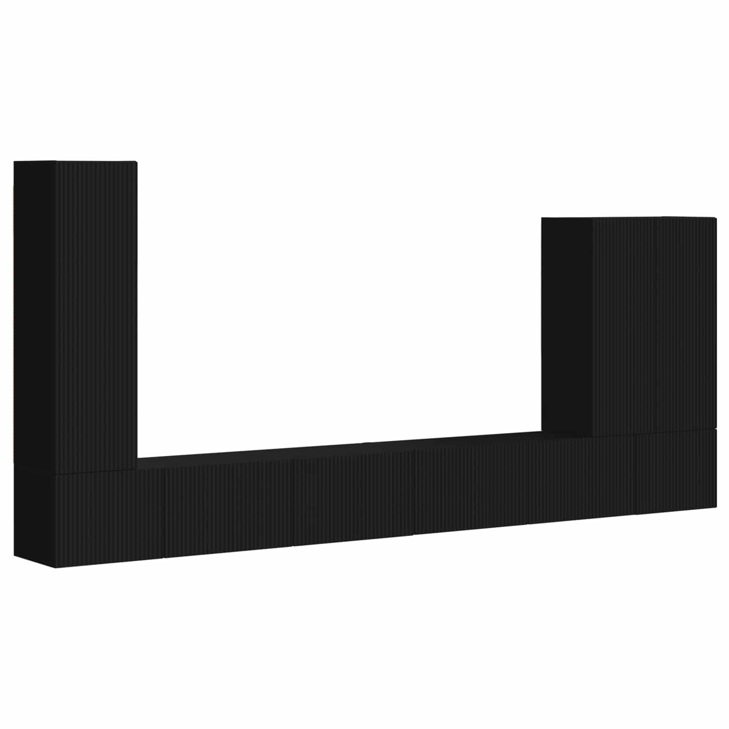 TV Wall Cabinet Set 6 pcs Black