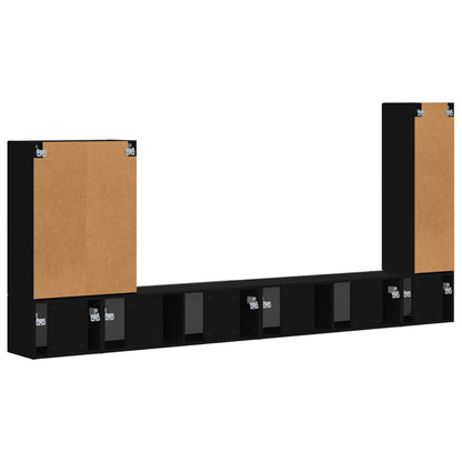 TV Wall Cabinet Set 6 pcs Black