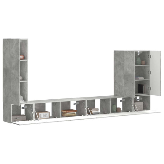 TV Wall Cabinet Set Wall-mounted 6 pcs Concrete Grey