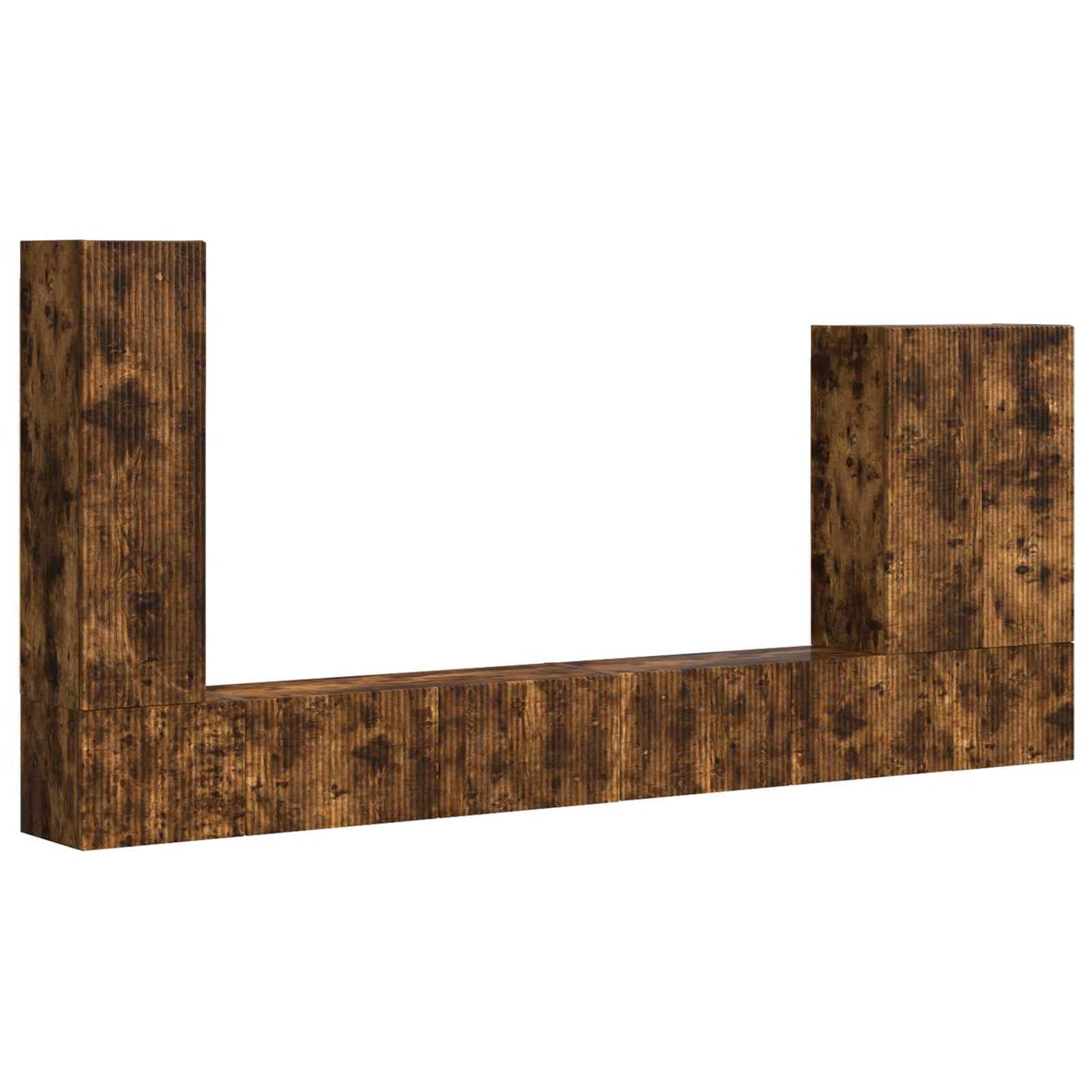 TV Wall Cabinet Set Wall-mounted 6 pcs Smoked Oak