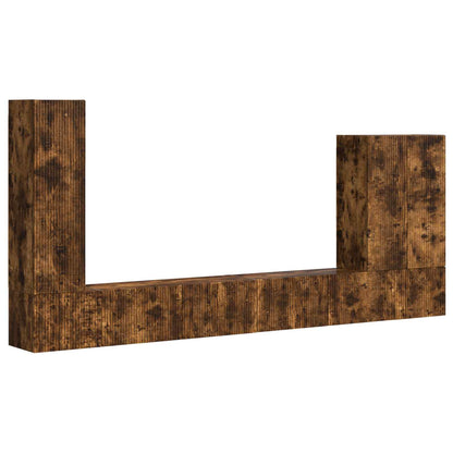 TV Wall Cabinet Set Wall-mounted 6 pcs Smoked Oak