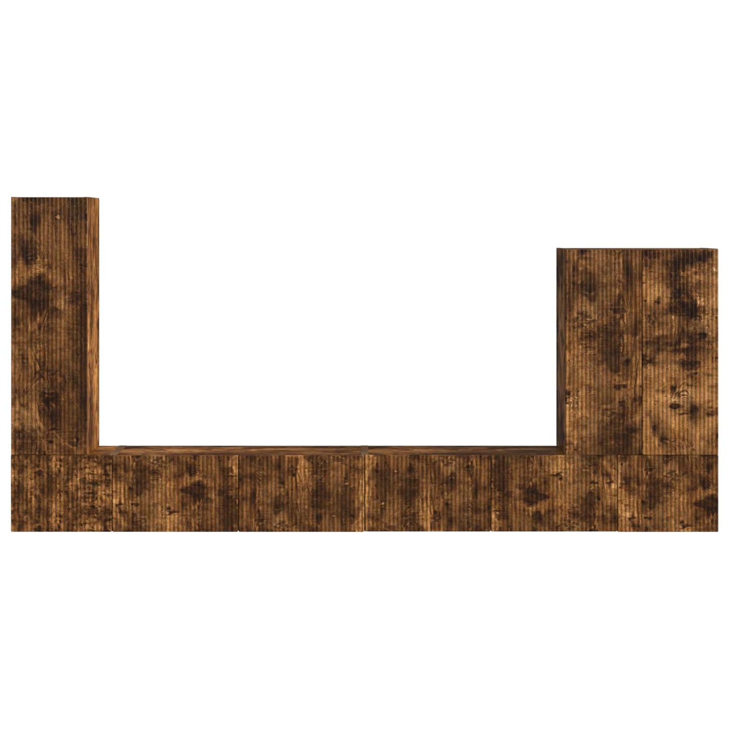 TV Wall Cabinet Set Wall-mounted 6 pcs Smoked Oak