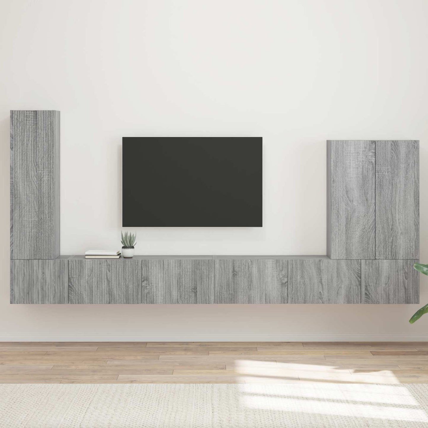 TV Wall Cabinet Set Wall-mounted 6 pcs Grey Sonoma
