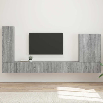 TV Wall Cabinet Set Wall-mounted 6 pcs Grey Sonoma