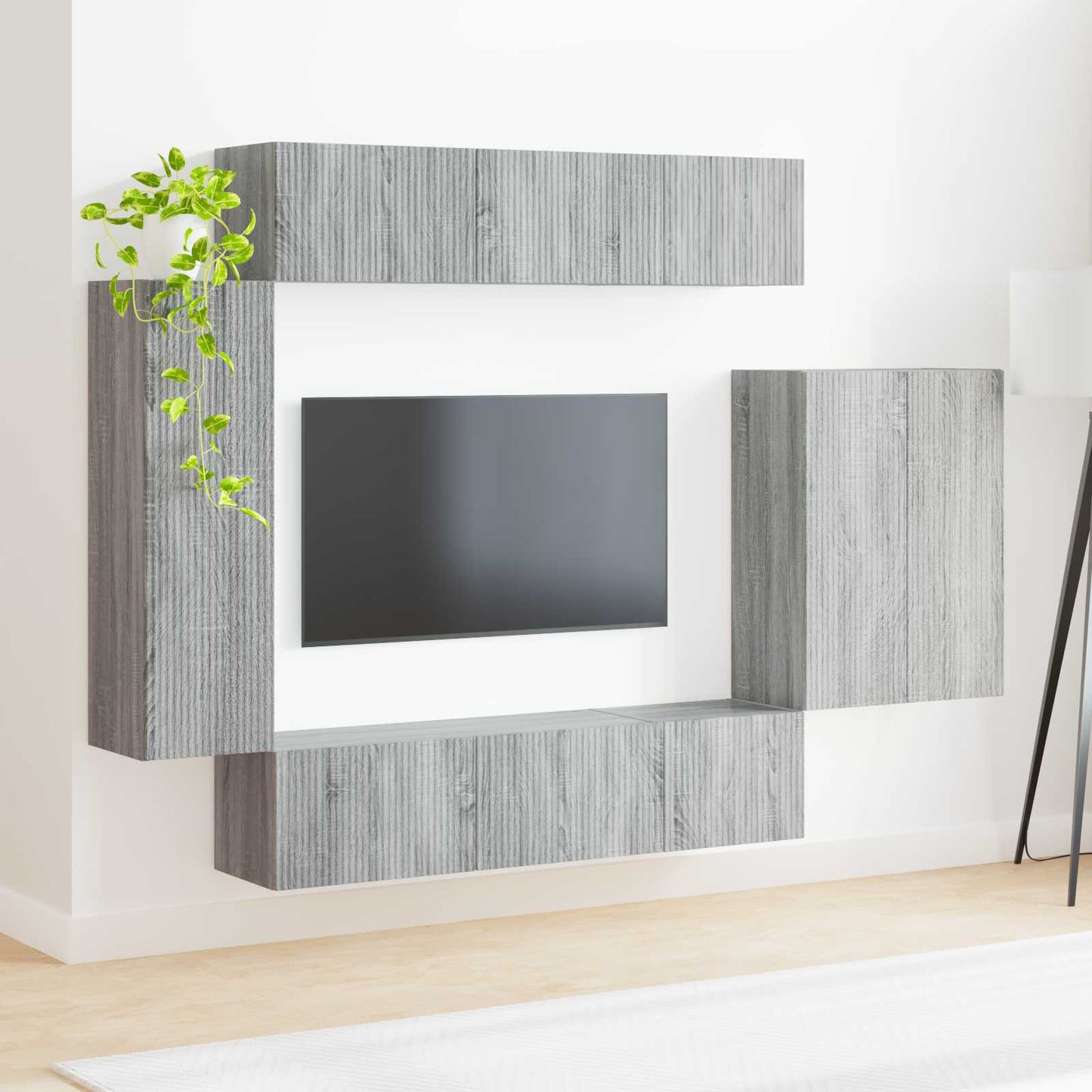 TV Wall Cabinet Set Wall-mounted 6 pcs Grey Sonoma