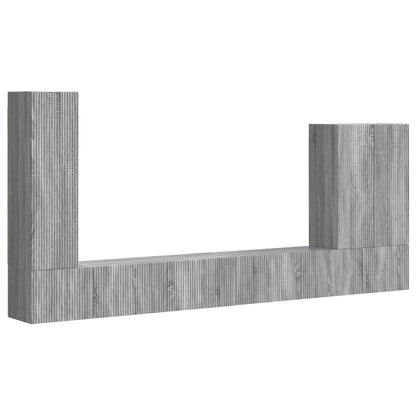 TV Wall Cabinet Set Wall-mounted 6 pcs Grey Sonoma