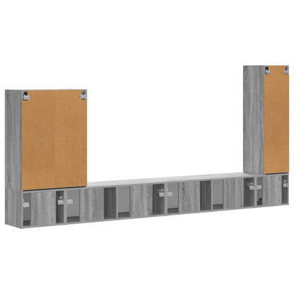 TV Wall Cabinet Set Wall-mounted 6 pcs Grey Sonoma