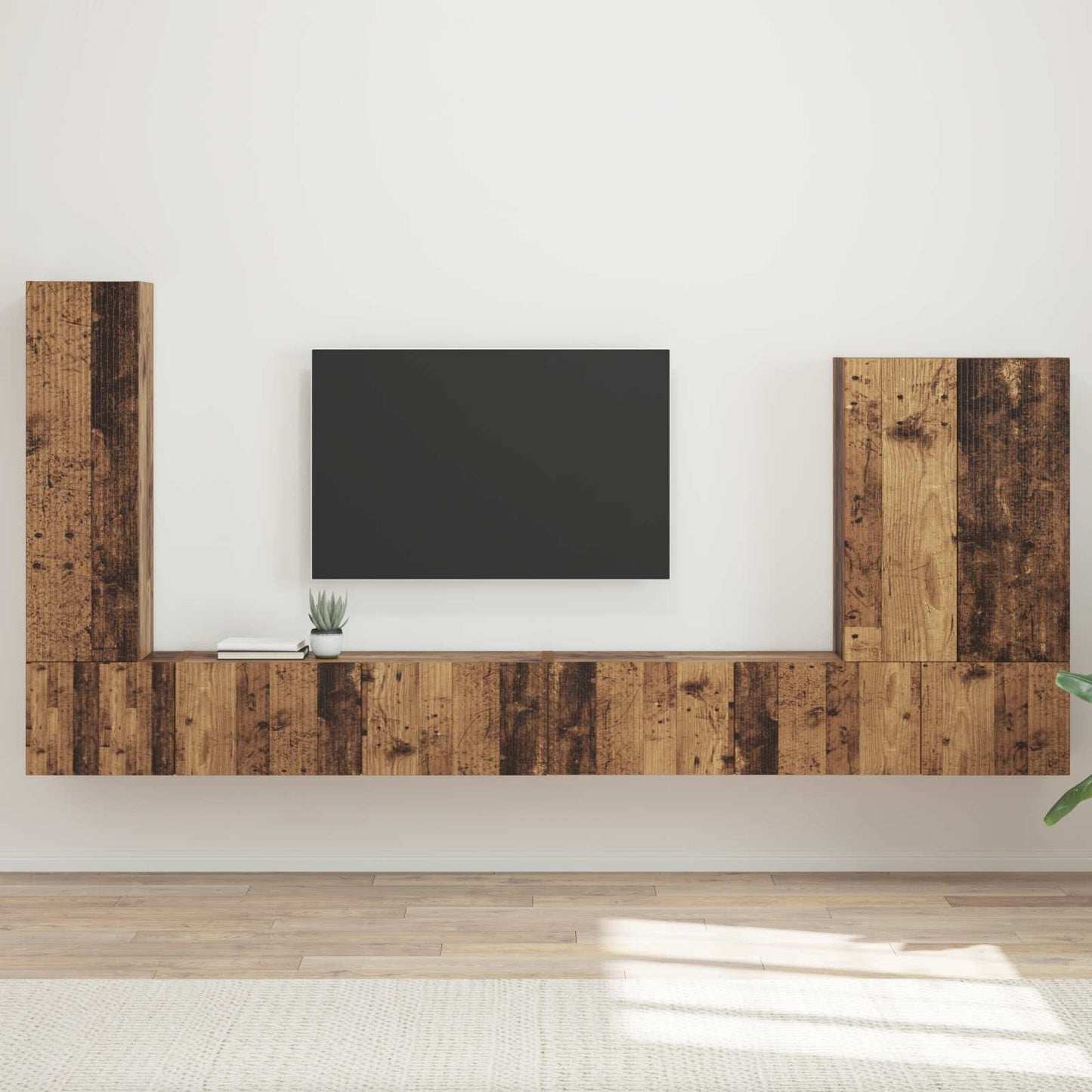 TV Wall Cabinet Set Wall-mounted 6 pcs Old Wood