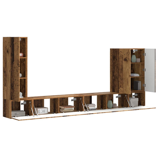 TV Wall Cabinet Set Wall-mounted 6 pcs Old Wood