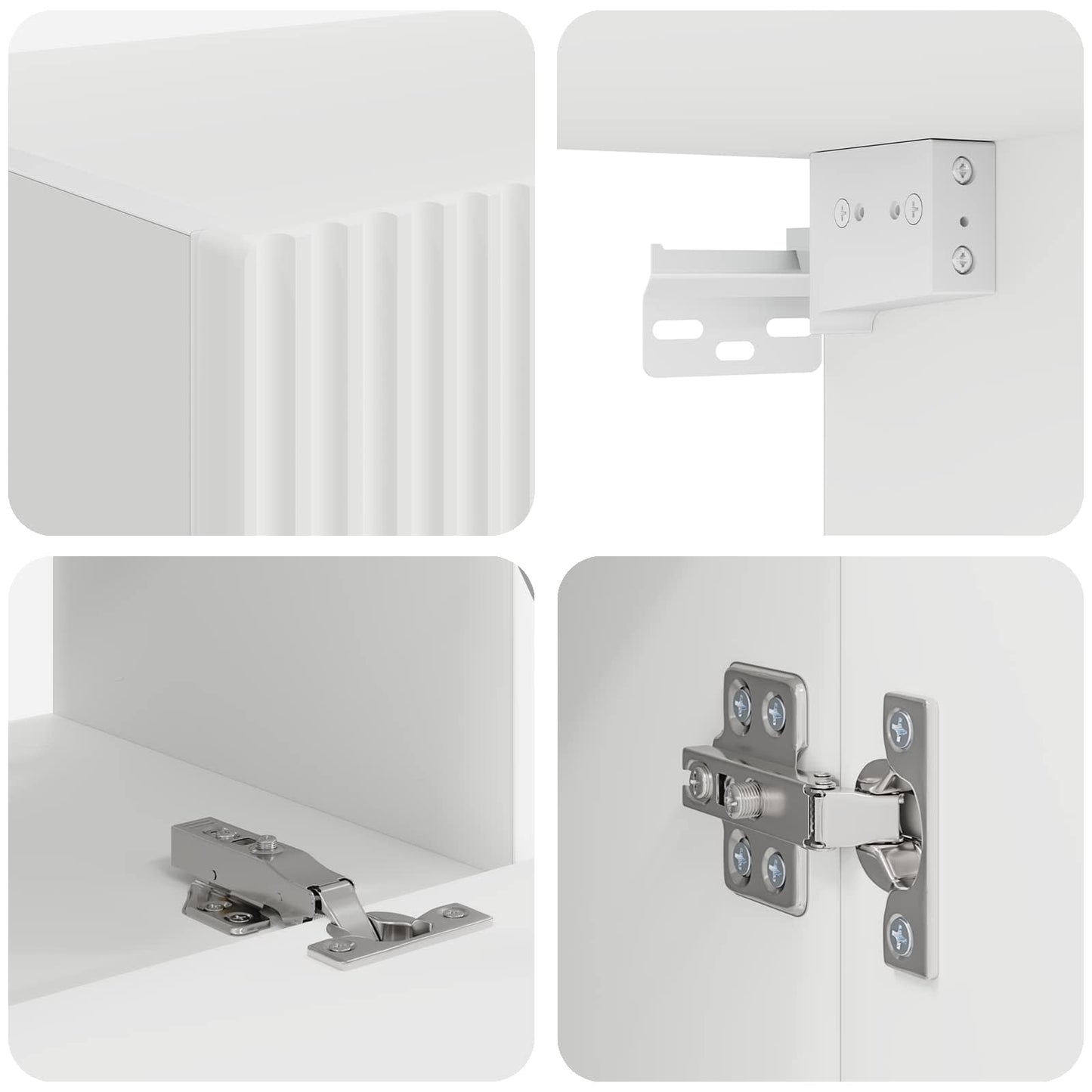 TV Cabinet Set Wall-mounted 2 pcs White Engineered Wood