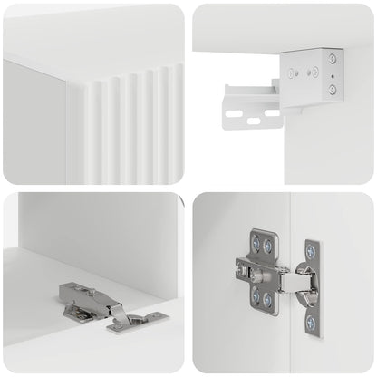 TV Cabinet Set Wall-mounted 2 pcs White Engineered Wood