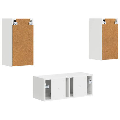 TV Cabinet Set Wall-mounted 2 pcs White Engineered Wood