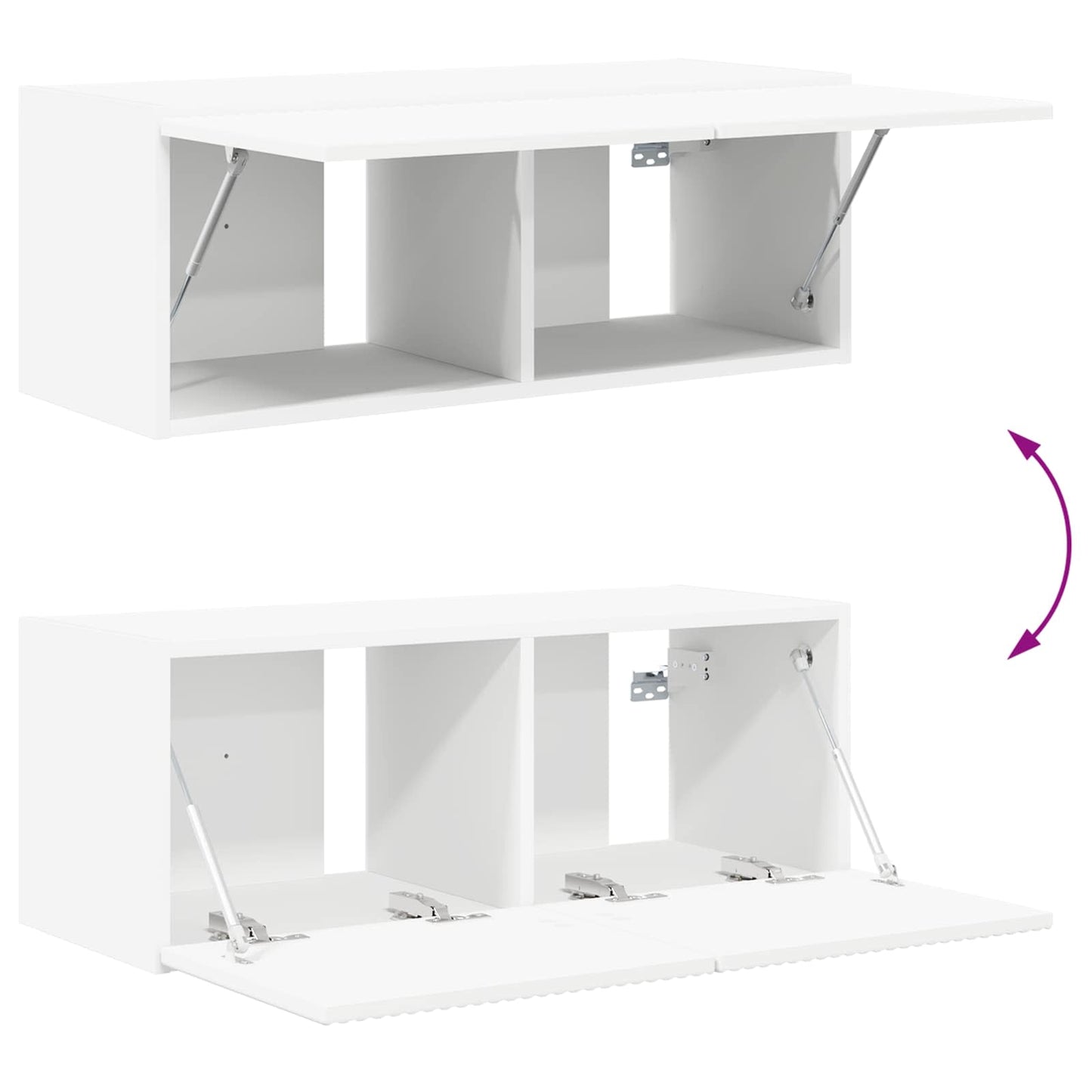 TV Cabinet Set Wall-mounted 2 pcs White Engineered Wood