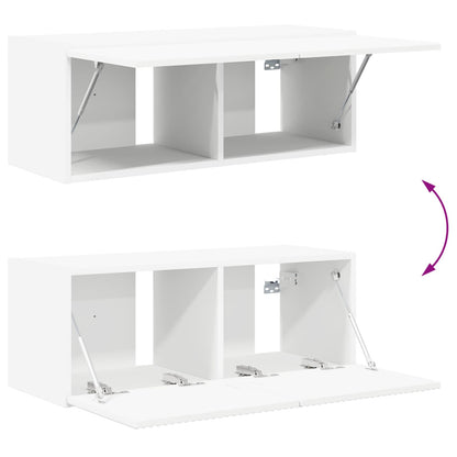 TV Cabinet Set Wall-mounted 2 pcs White Engineered Wood