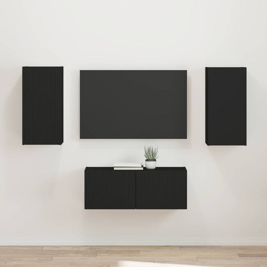 TV Cabinet Set 2 pcs Black