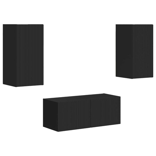 TV Cabinet Set 2 pcs Black