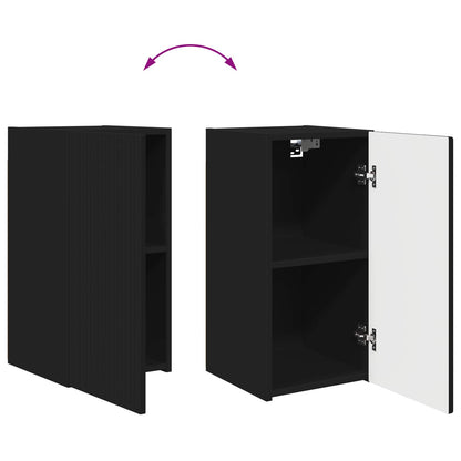 TV Cabinet Set Wall-mounted 2 pcs Black Engineered Wood