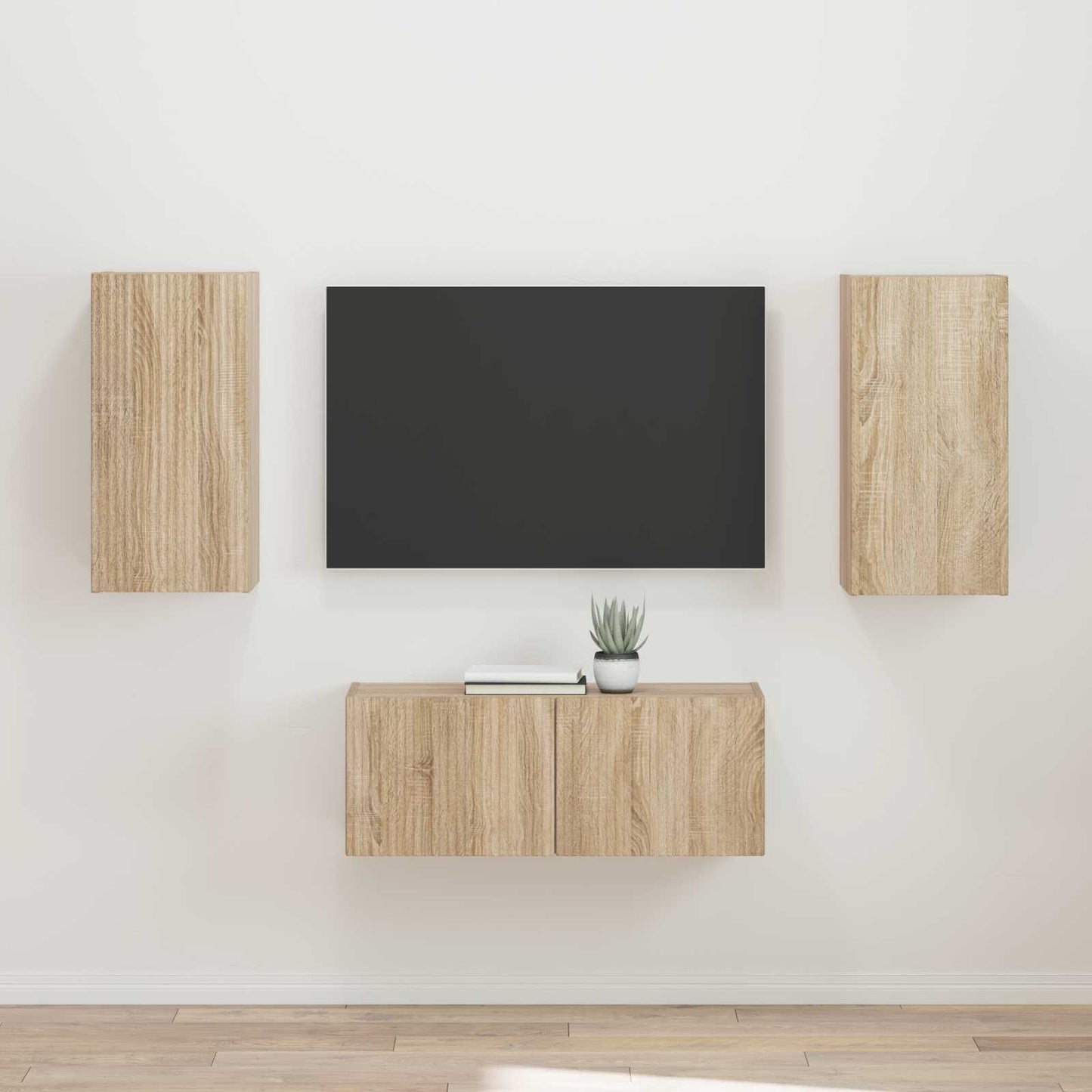 TV Cabinet Set Wall-mounted 2 pcs Sonoma Oak Engineered Wood