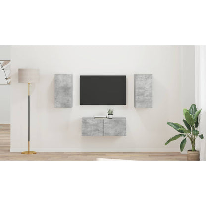 TV Cabinet Set Wall-mounted 2 pcs Concrete Grey Engineered Wood