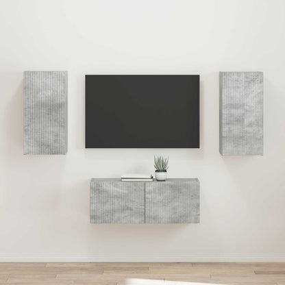 TV Cabinet Set Wall-mounted 2 pcs Concrete Grey Engineered Wood