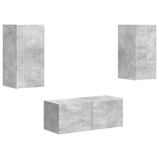 TV Cabinet Set Wall-mounted 2 pcs Concrete Grey Engineered Wood