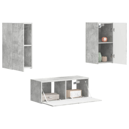 TV Cabinet Set Wall-mounted 2 pcs Concrete Grey Engineered Wood