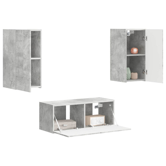 TV Cabinet Set Wall-mounted 2 pcs Concrete Grey Engineered Wood