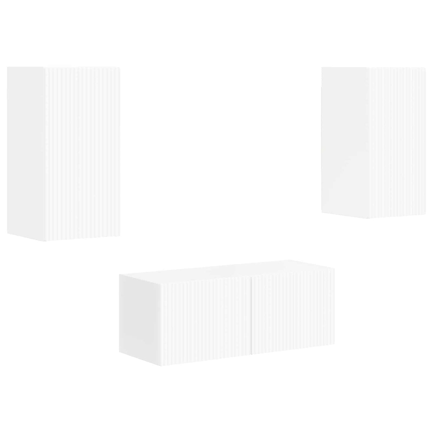 TV Cabinet Set 2 pcs High Gloss White Engineered Wood