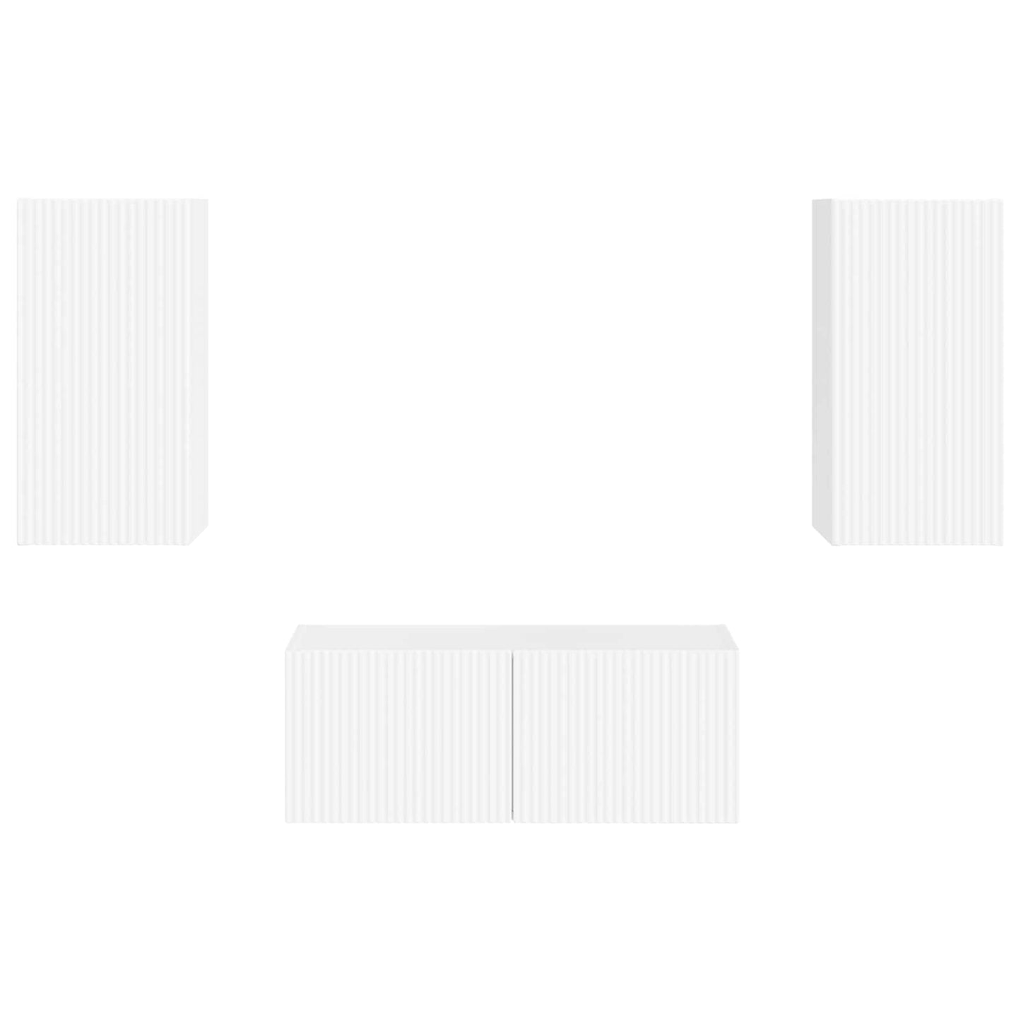 TV Cabinet Set 2 pcs High Gloss White Engineered Wood