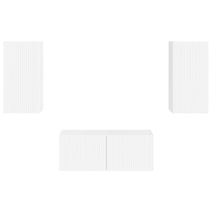 TV Cabinet Set 2 pcs High Gloss White Engineered Wood