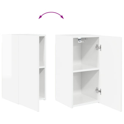 TV Cabinet Set 2 pcs High Gloss White Engineered Wood