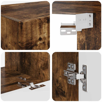 TV Cabinet Set Wall-mounted 2 pcs Smoked Oak Engineered Wood