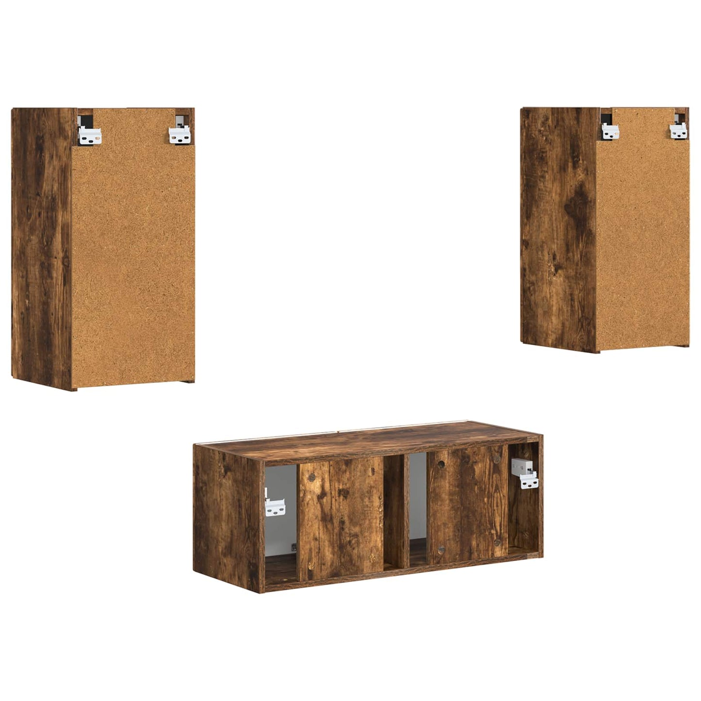 TV Cabinet Set Wall-mounted 2 pcs Smoked Oak Engineered Wood