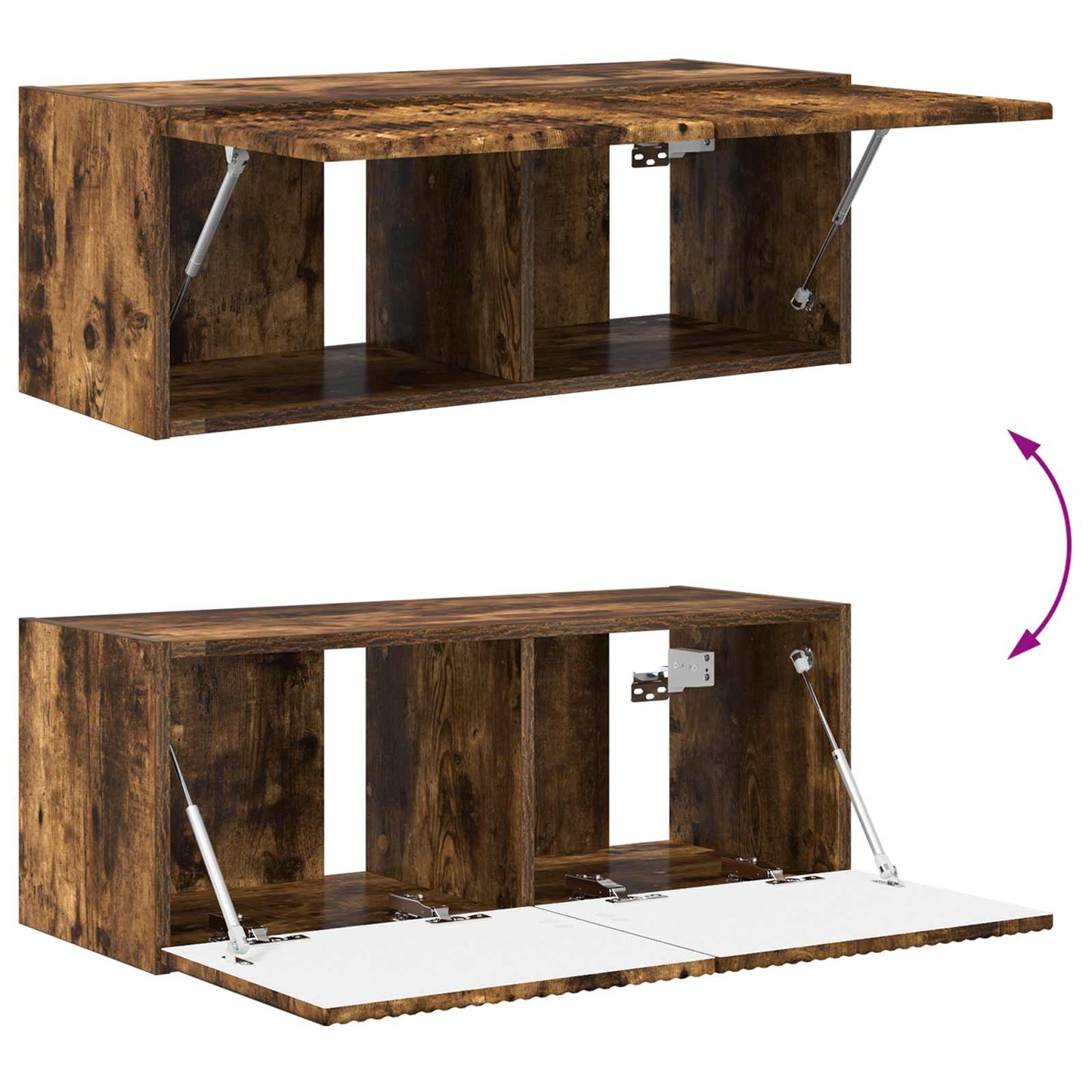 TV Cabinet Set Wall-mounted 2 pcs Smoked Oak Engineered Wood