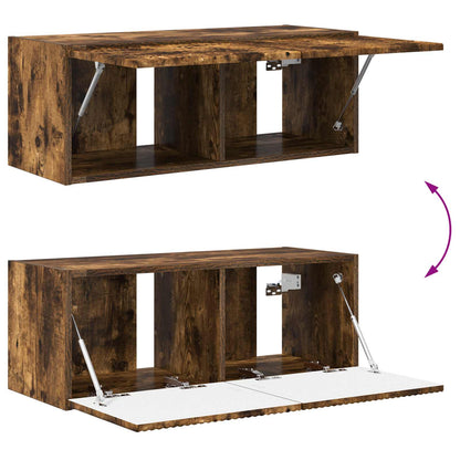 TV Cabinet Set Wall-mounted 2 pcs Smoked Oak Engineered Wood