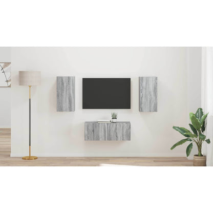 TV Cabinet Set Wall-mounted 2 pcs Grey Sonoma Engineered Wood