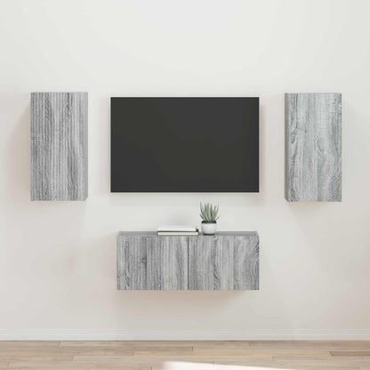 TV Cabinet Set Wall-mounted 2 pcs Grey Sonoma Engineered Wood