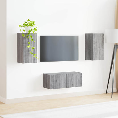 TV Cabinet Set Wall-mounted 2 pcs Grey Sonoma Engineered Wood