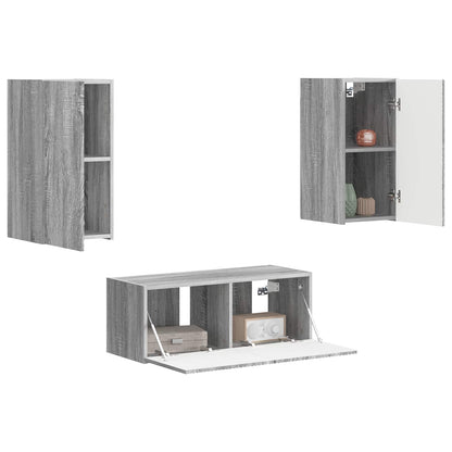 TV Cabinet Set Wall-mounted 2 pcs Grey Sonoma Engineered Wood
