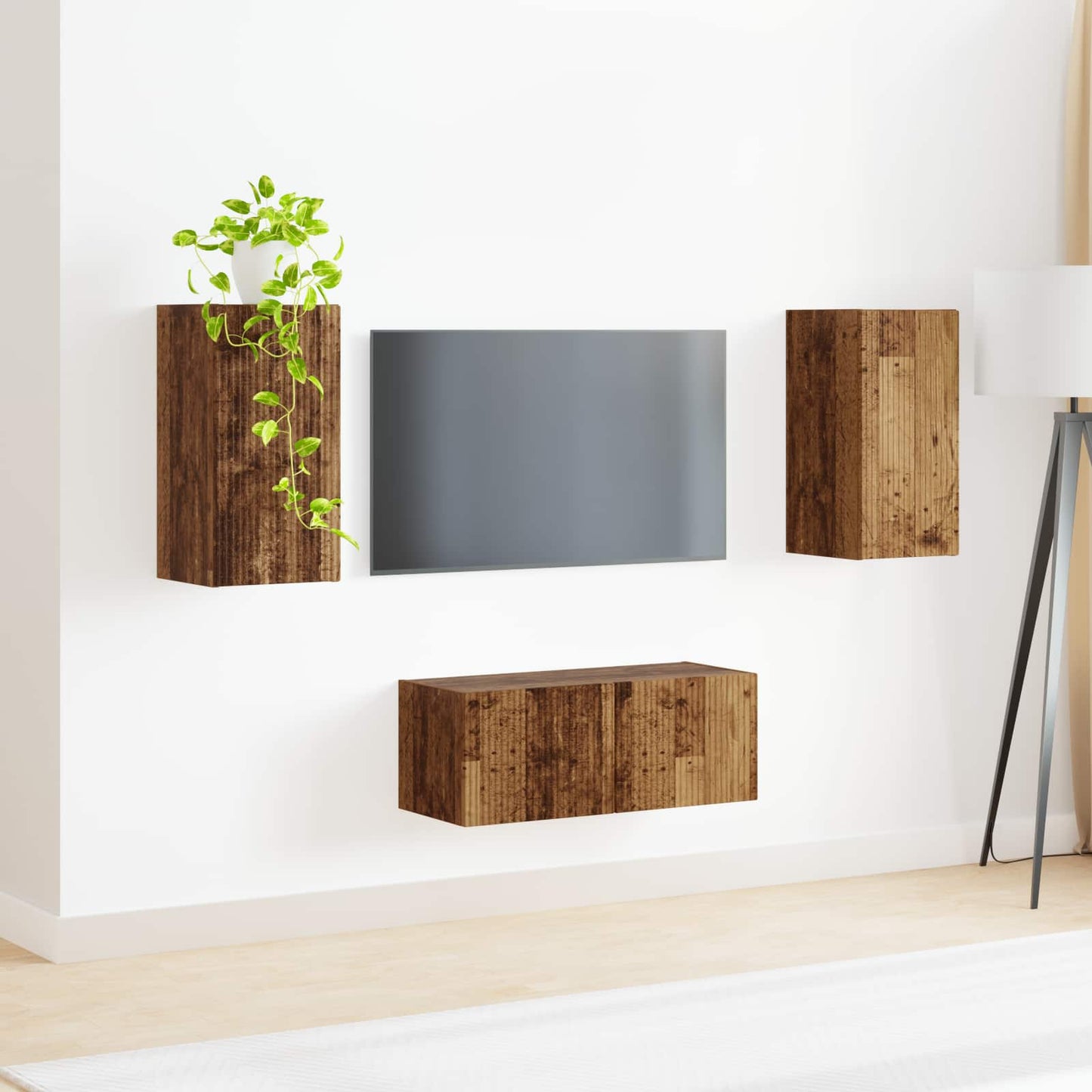 TV Cabinet Set Wall-mounted 2 pcs Old Wood Engineered Wood