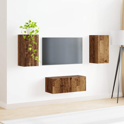 TV Cabinet Set Wall-mounted 2 pcs Old Wood Engineered Wood