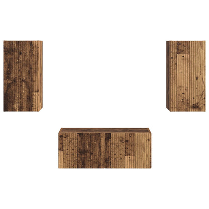 TV Cabinet Set Wall-mounted 2 pcs Old Wood Engineered Wood