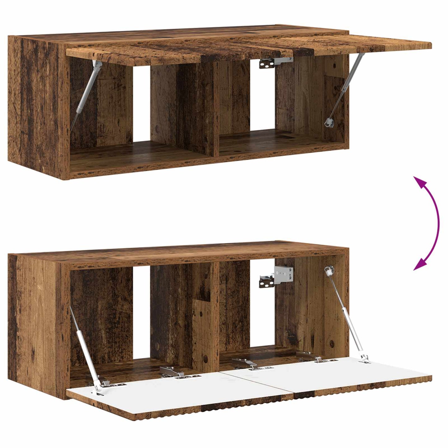 TV Cabinet Set Wall-mounted 2 pcs Old Wood Engineered Wood
