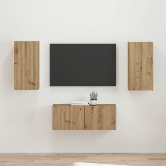 TV Cabinet Set 2 pcs Artisan Oak Engineered Wood